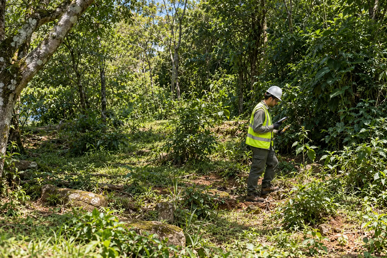 Técnico da GeoTerragua em vistoria e coleta de campo